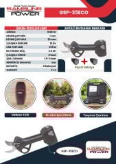 Samsung Power GSP-35ECO Budama Makası 35mm Çift Akülü