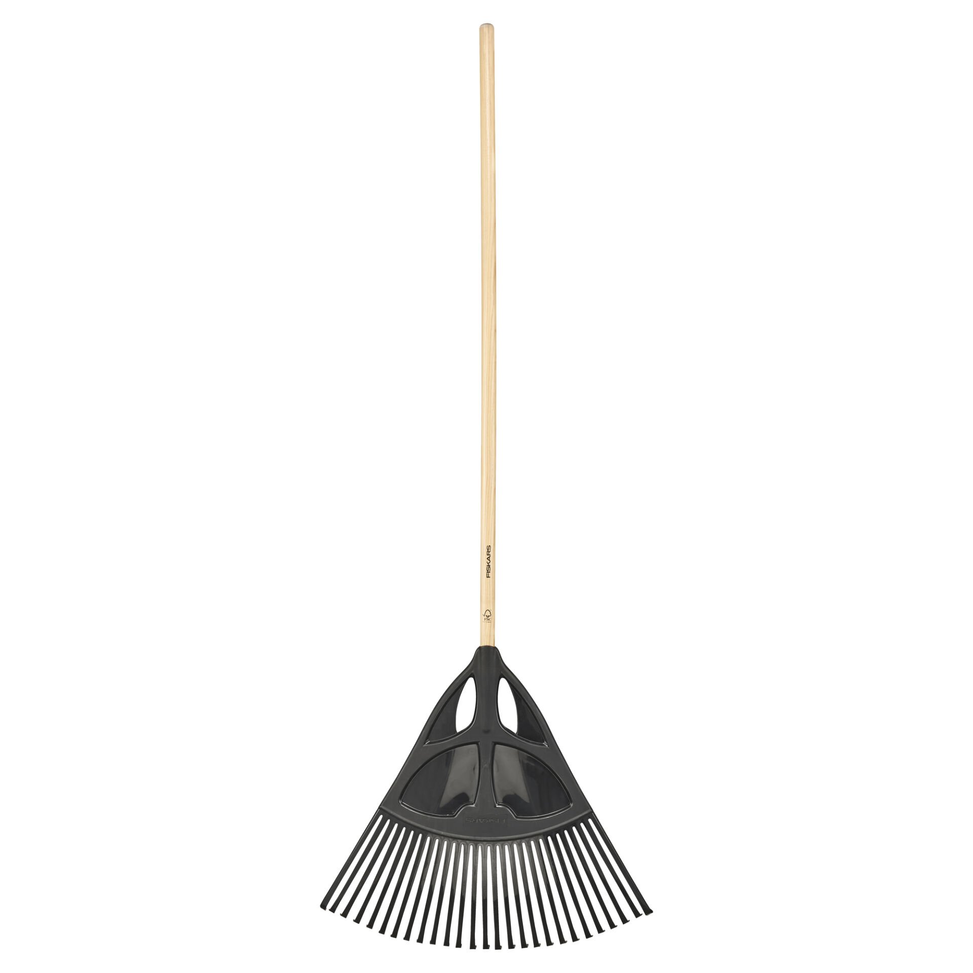 Fiskars 1001584 Solid Ahşap Saplı Çim ve Yaprak Tırmığı XL