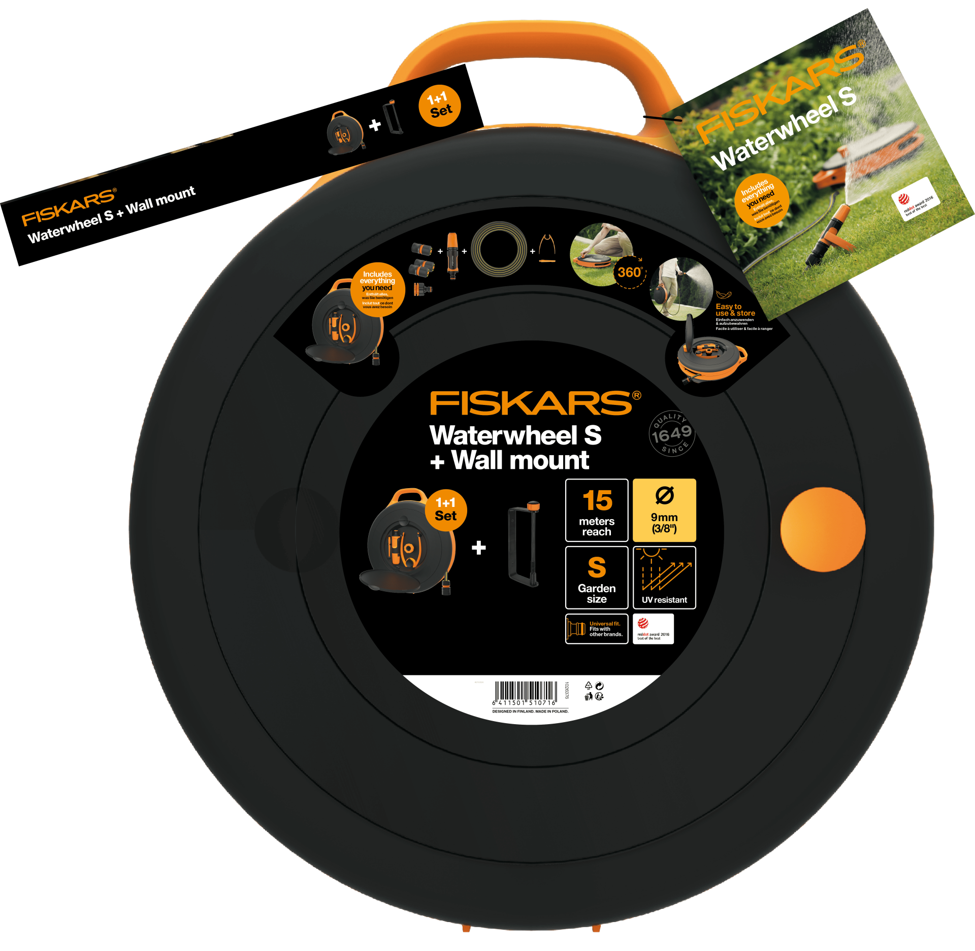 Fiskars 1026376 Hortum Makarası Ve Duvar Montaj Seti S 3/8'' 9mm 15m