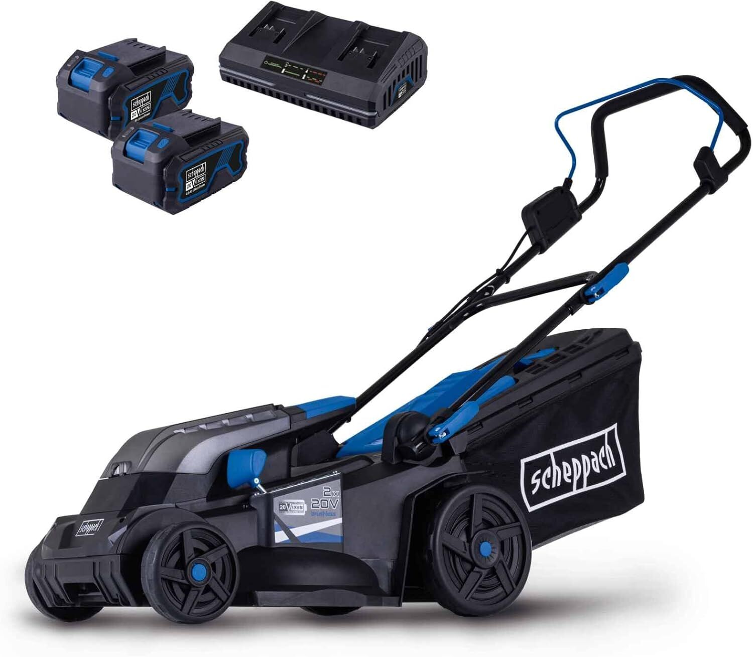 Scheppach BC-MP380 Akülü Çim Biçme Makinesi 2X4.0 Ah Akü ve Şarj Cihazlı