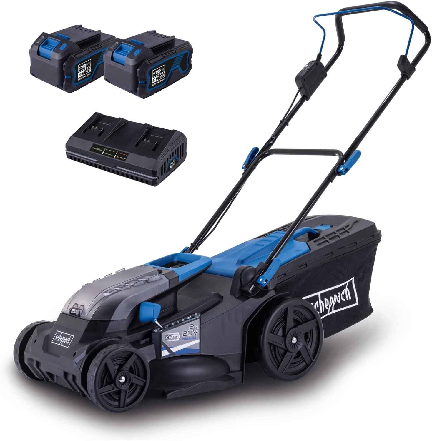 Scheppach BC-MP430 Akülü Çim Biçme Makinesi 2X4.0 Ah Akü ve Şarj Cihazlı